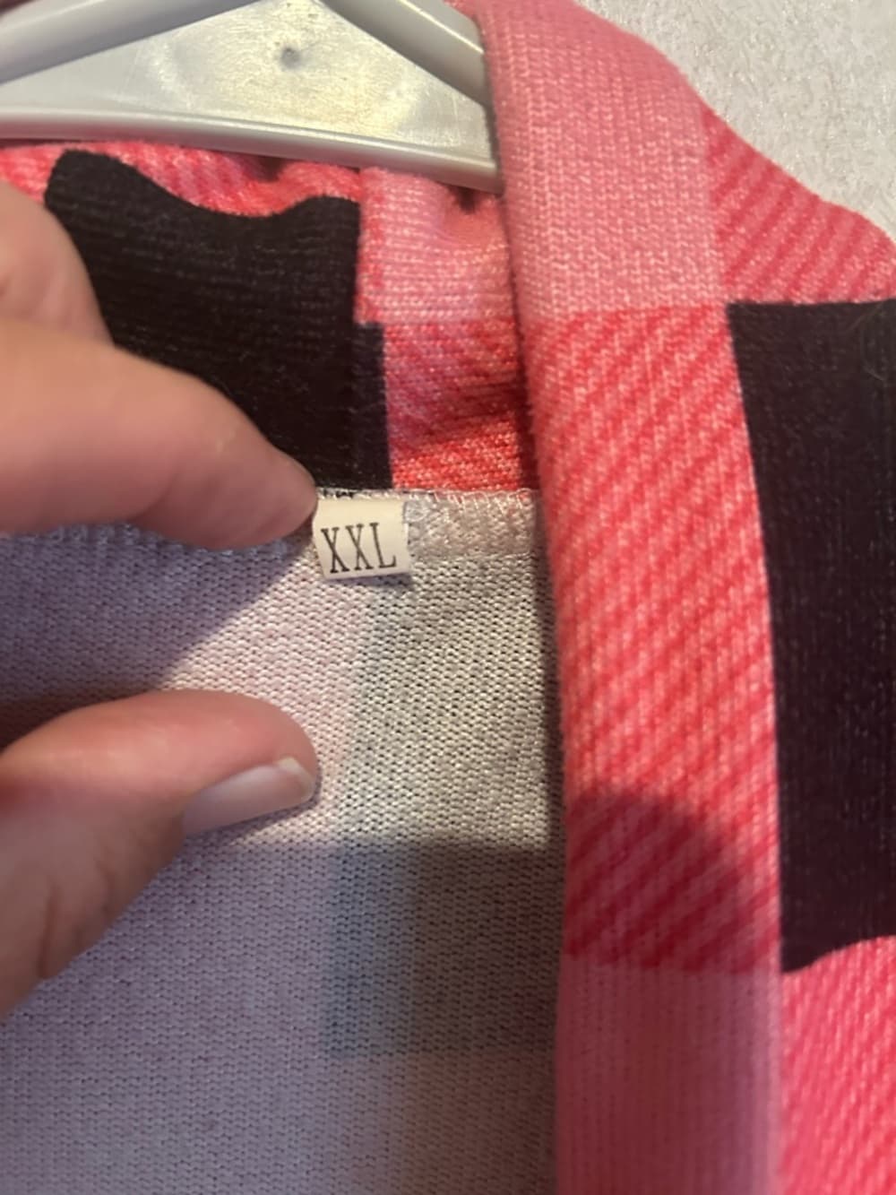 Women’s Plus Size Pink And Black Cardigan With Brown Elbow Cover, Size XXL