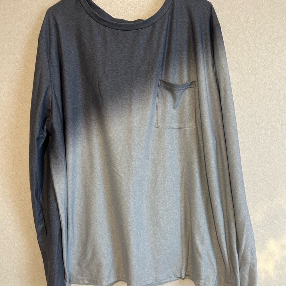 Women’s Plus Size Ombré Long Sleeve T-Shirt, Blue/grey, Size 5XL Graphic Tee - Thumbnail 3