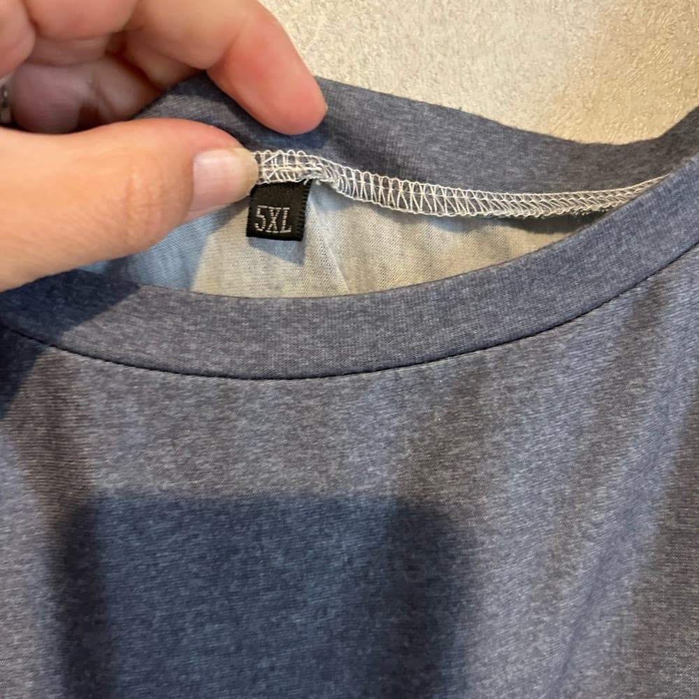 Women’s Plus Size Ombré Long Sleeve T-Shirt, Blue/grey, Size 5XL Graphic Tee - Thumbnail 2