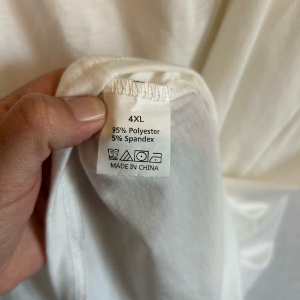 Women’s Basic White Tank Tip, Wide Should Straps With Ruffled Neck, Size 4XL