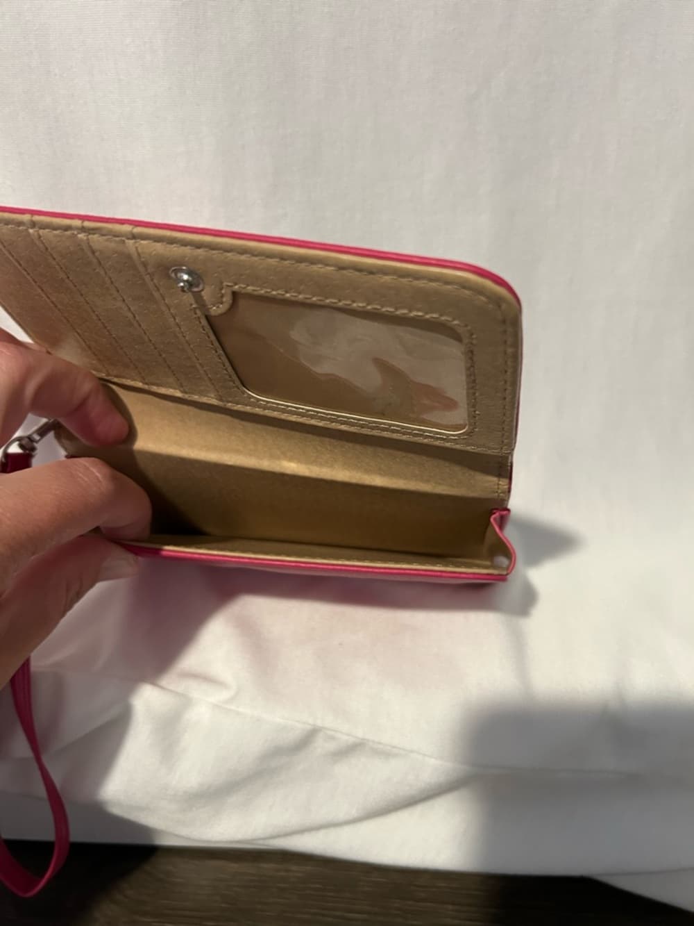 Women’s Hot Pink Wristlet Wallet, For Caring Phone, Cash, And Cards - Thumbnail 3