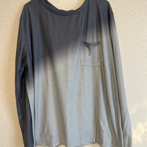 Women’s Plus Size Ombré Long Sleeve T-Shirt, Blue/grey, Size 5XL Graphic Tee - Thumbnail 4