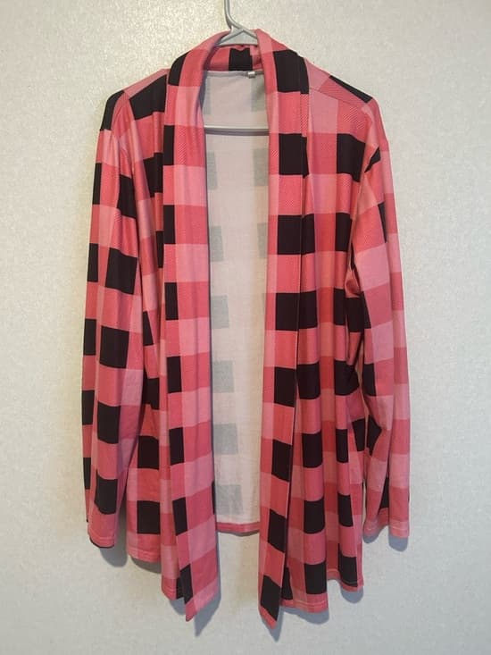 Women’s Plus Size Pink And Black Cardigan With Brown Elbow Cover, Size XXL - Thumbnail 4