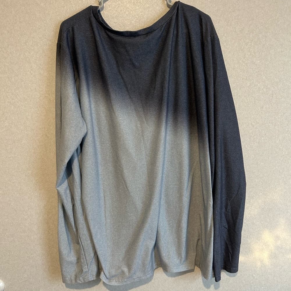 Women’s Plus Size Ombré Long Sleeve T-Shirt, Blue/grey, Size 5XL Graphic Tee