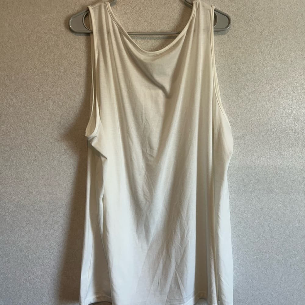 Women’s Basic White Tank Tip, Wide Should Straps With Ruffled Neck, Size 4XL - Thumbnail 2