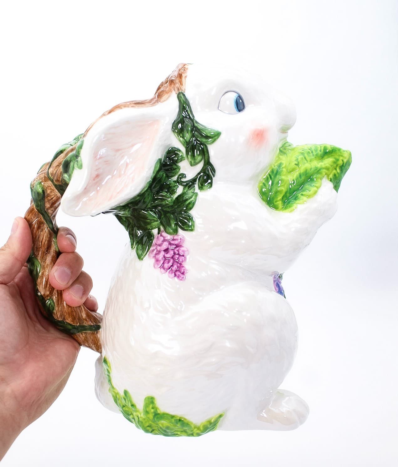 Christopher Radko 2001 Easter Glazed Ceramic Hare Bunny Pitcher Vintage - Thumbnail 3