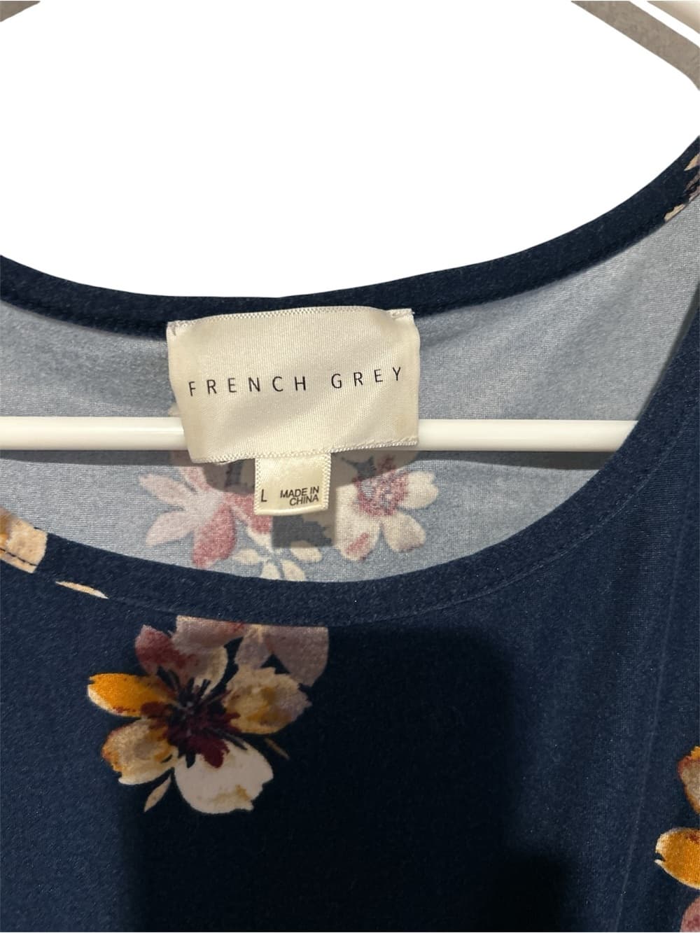 Women’s French Gray Midi Summer Dress With 3/4 Sleeves And Button, Size Large - Thumbnail 2