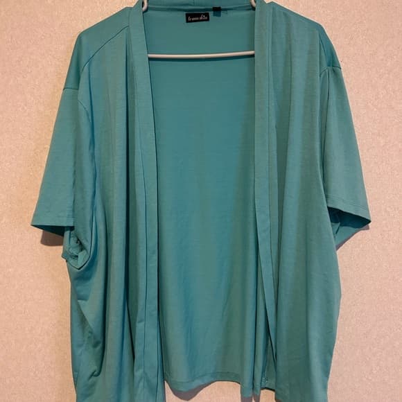 Women’s Plus Size Teal Green Cardigan, Te Amo Kiss, Size 5XL - Thumbnail 4