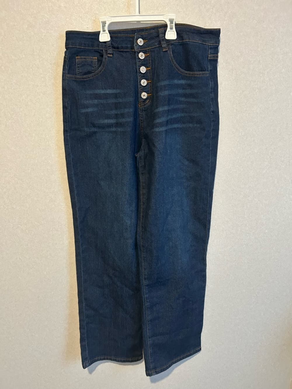 Women’s Button Up With Flare Bottom Jeans, They Do Have A Stretch, Size Large - Thumbnail 2