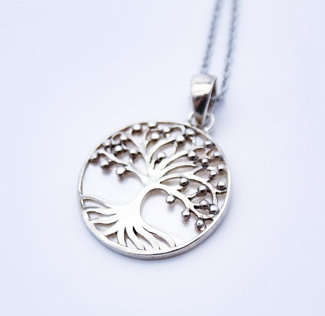 ATI Sterling Silver 925 Tree Of Life Mother Of Pearl Pendant Necklace 16" - Thumbnail 8