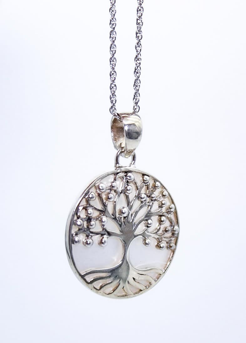 ATI Sterling Silver 925 Tree Of Life Mother Of Pearl Pendant Necklace 16" - Thumbnail 7