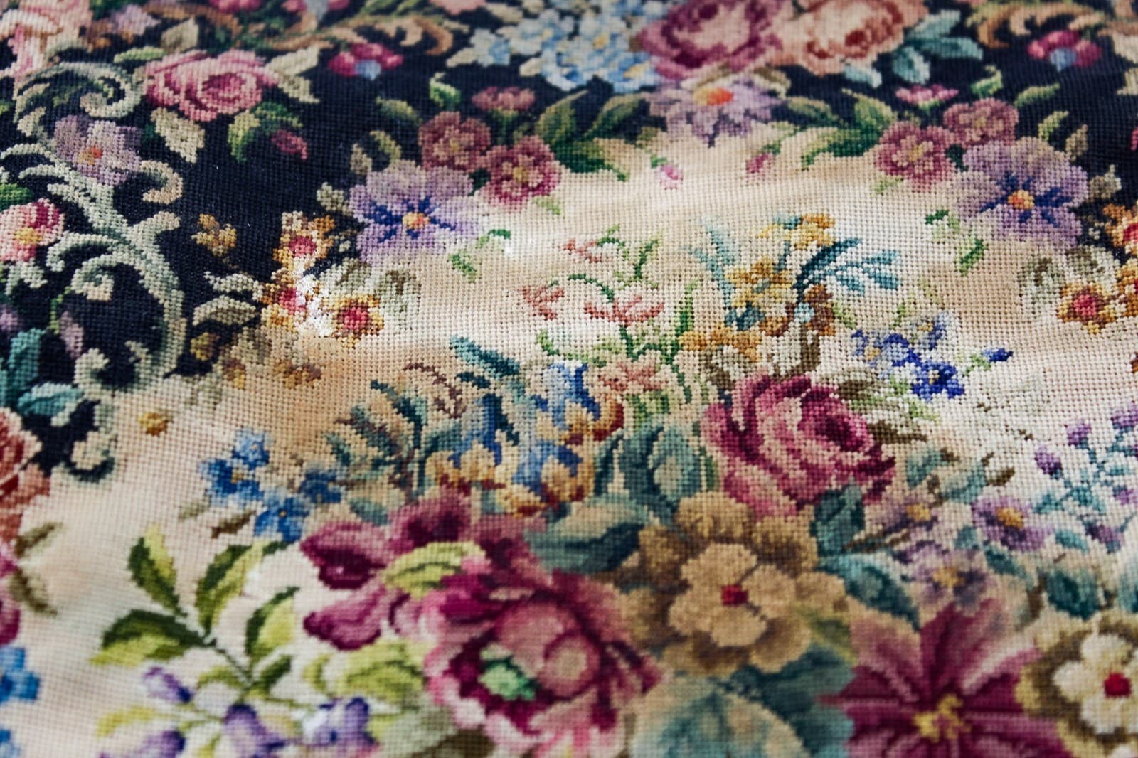 Vintage Spritzer Fuhrmann Austria Petit Point Needlepoint Floral Purse Bag - Thumbnail 10
