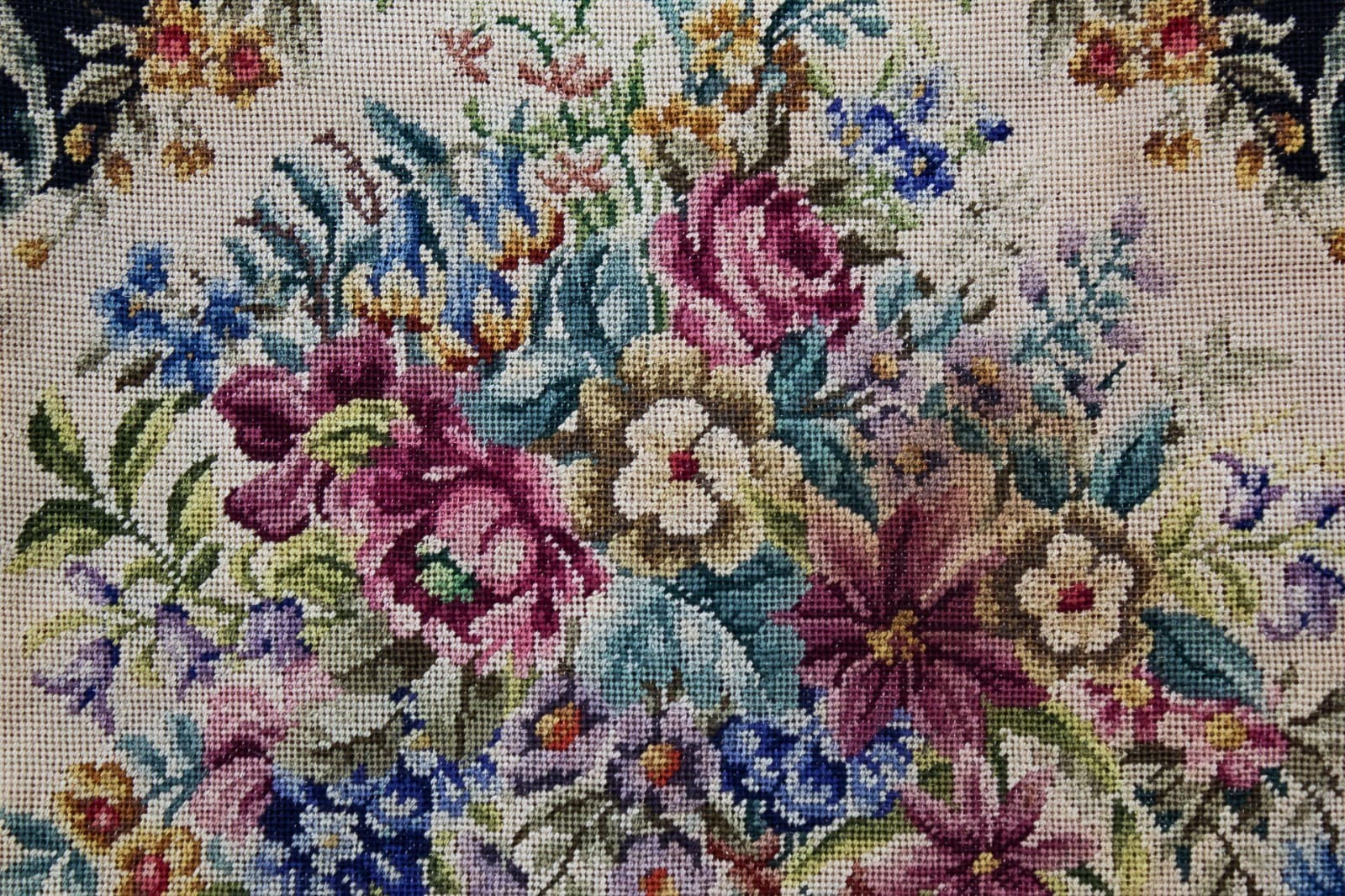 Vintage Spritzer Fuhrmann Austria Petit Point Needlepoint Floral Purse Bag - Thumbnail 9