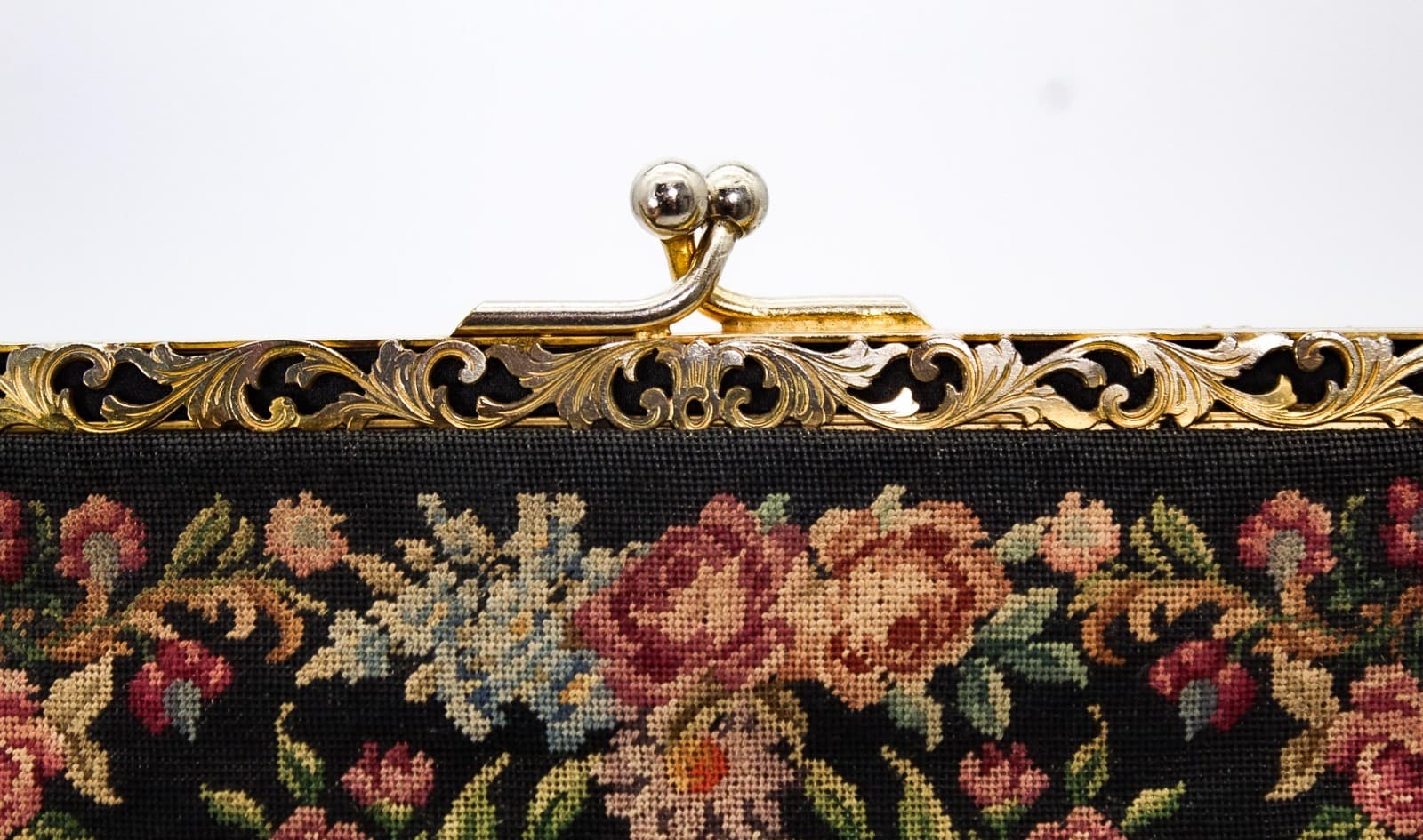 Vintage Spritzer Fuhrmann Austria Petit Point Needlepoint Floral Purse Bag - Thumbnail 5