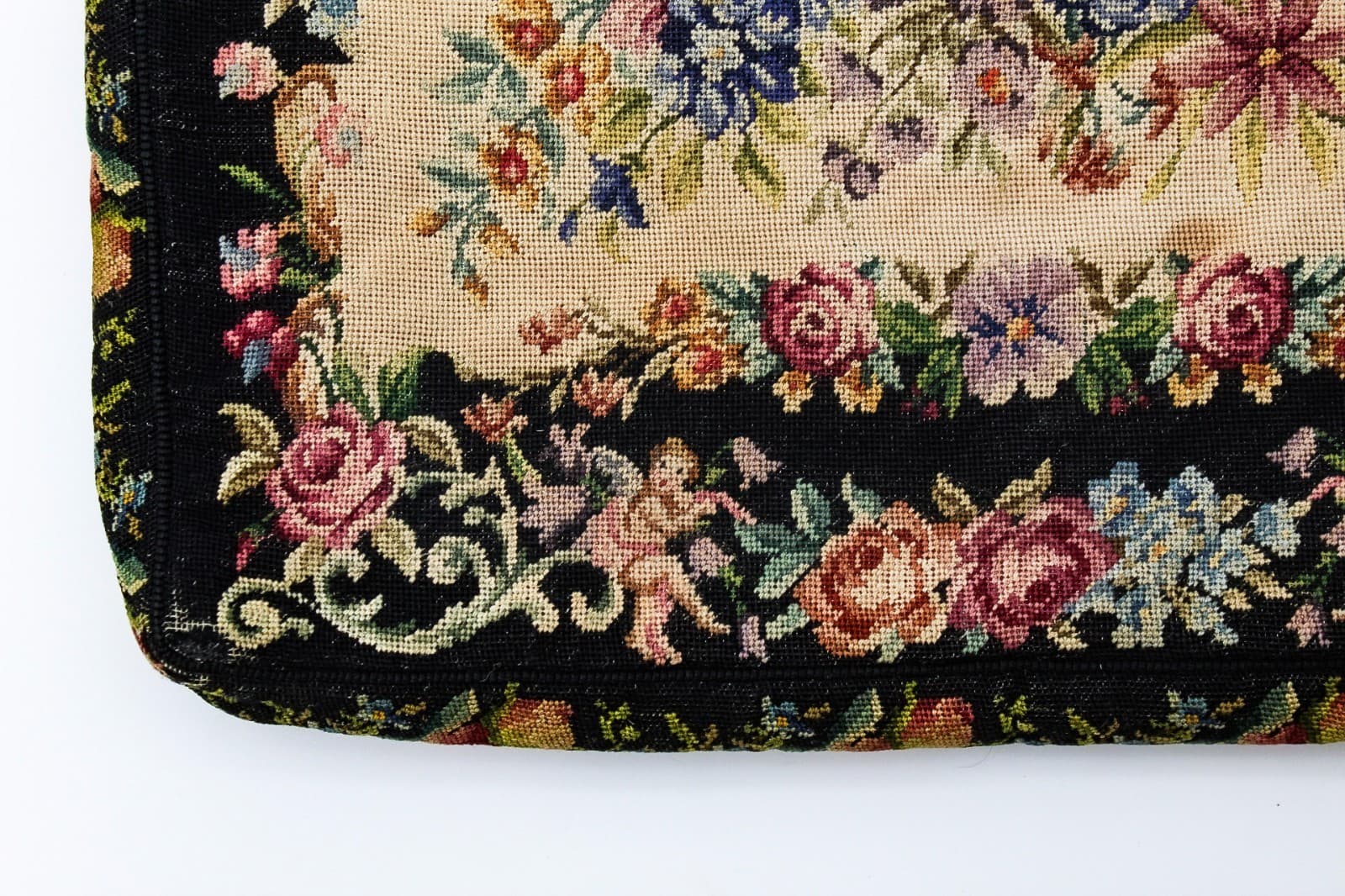 Vintage Spritzer Fuhrmann Austria Petit Point Needlepoint Floral Purse Bag - Thumbnail 8
