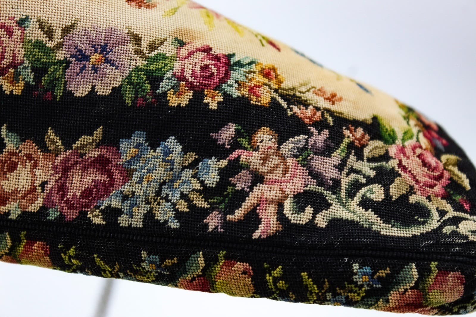Vintage Spritzer Fuhrmann Austria Petit Point Needlepoint Floral Purse Bag - Thumbnail 6