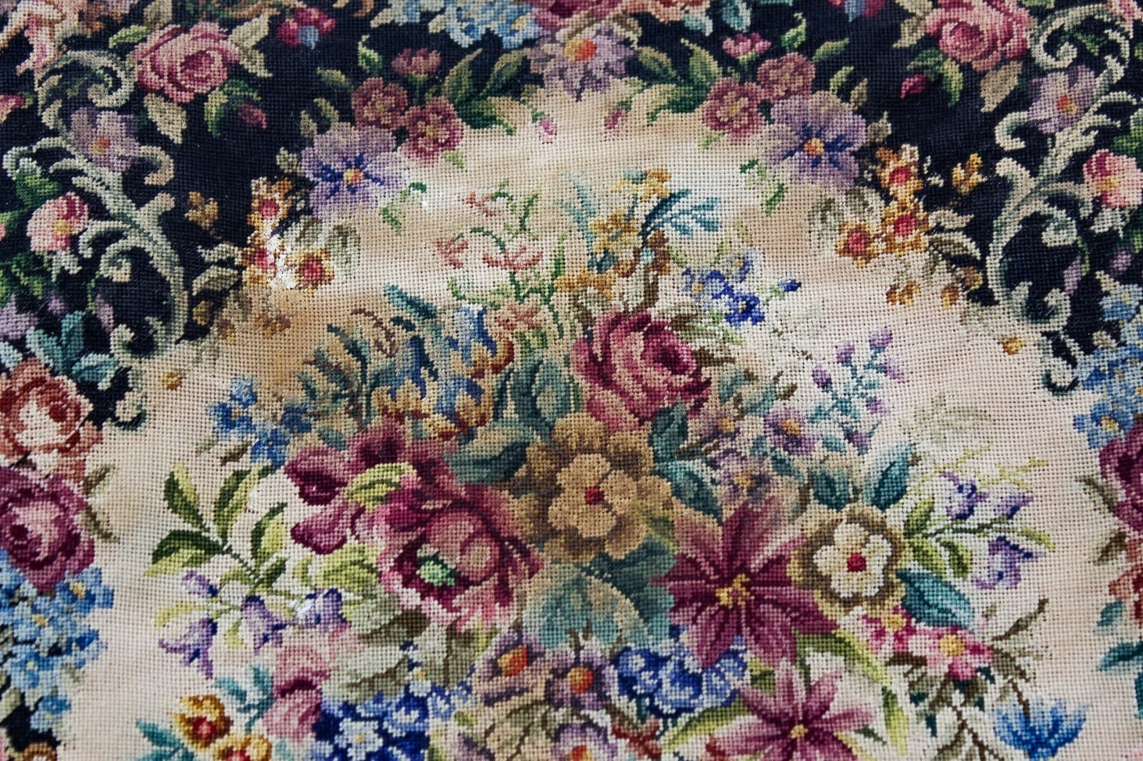 Vintage Spritzer Fuhrmann Austria Petit Point Needlepoint Floral Purse Bag - Thumbnail 11