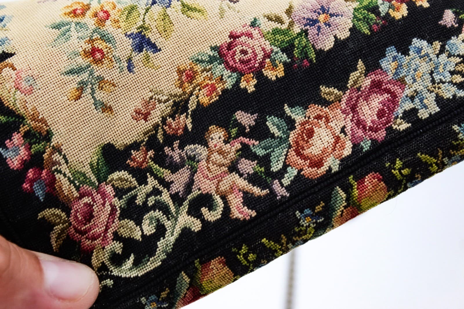 Vintage Spritzer Fuhrmann Austria Petit Point Needlepoint Floral Purse Bag - Thumbnail 7
