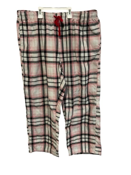 Women’s Plus Size Flannel With Checker Pattern Pink Pajama Pants Size 2/3X - Thumbnail 3