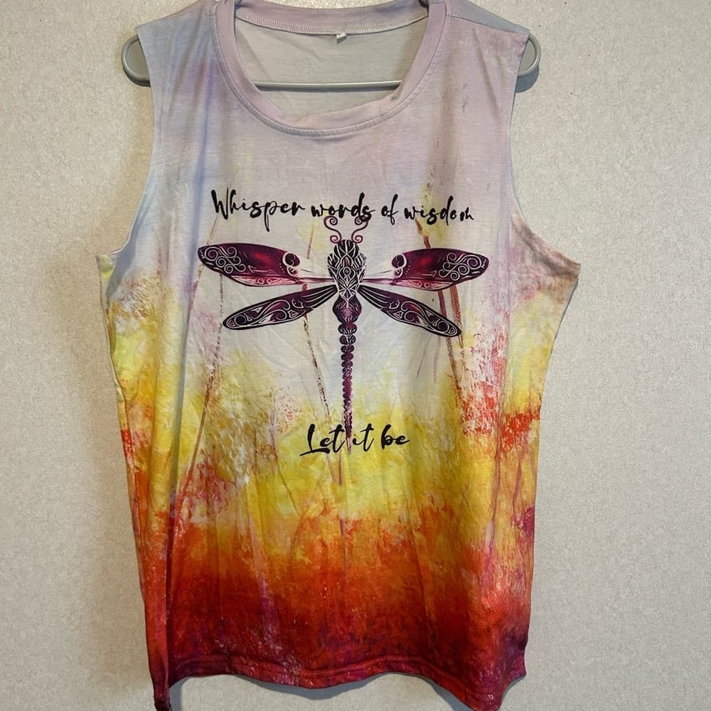 Women’s Summer Tank Top With A Multicolor Design And A Dragonfly, Size xxl - Thumbnail 3