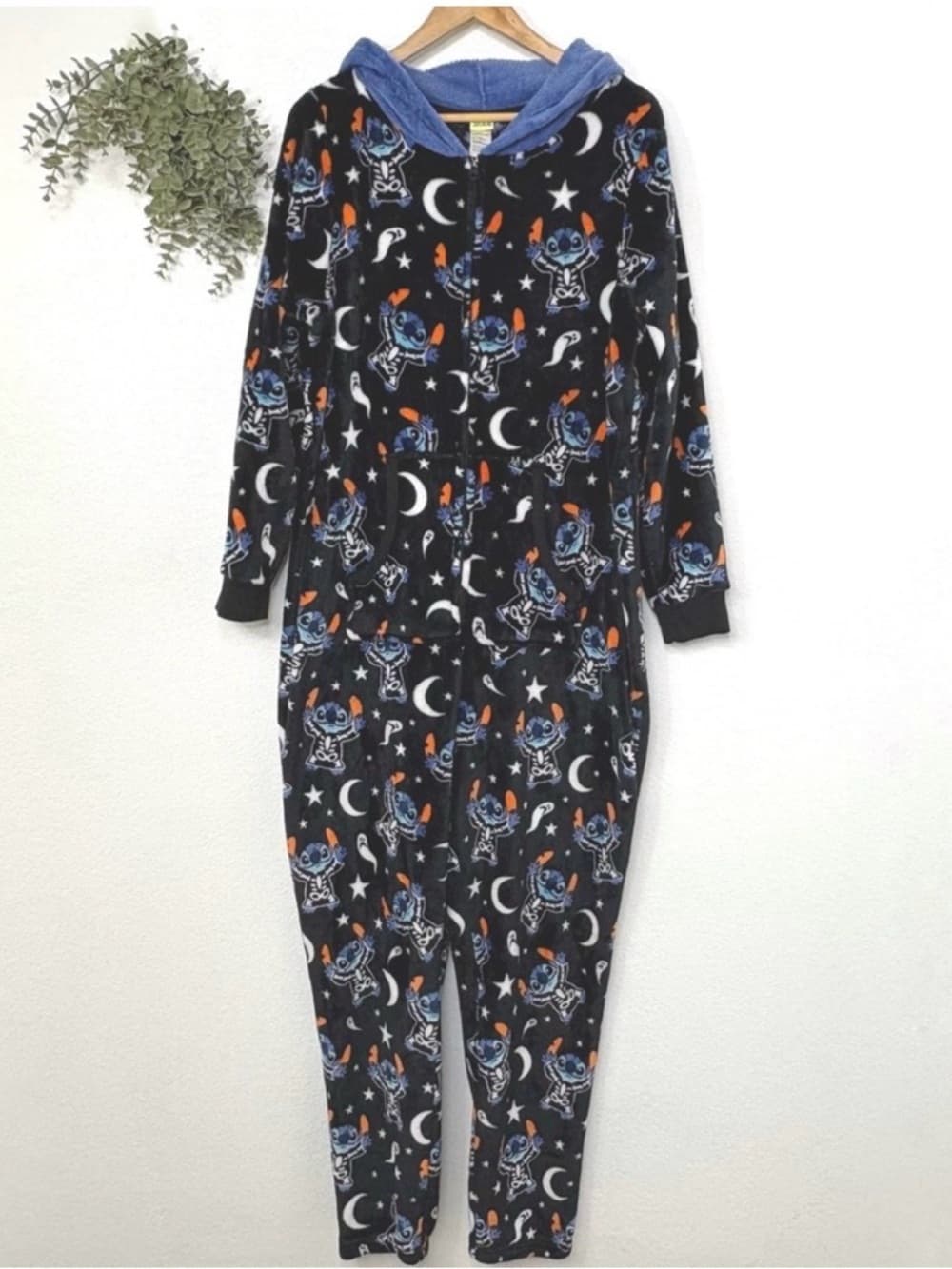 NWOT Disney Skeleton Stitch Halloween Zip Up Pajamas Adult Size 2X - Thumbnail 2