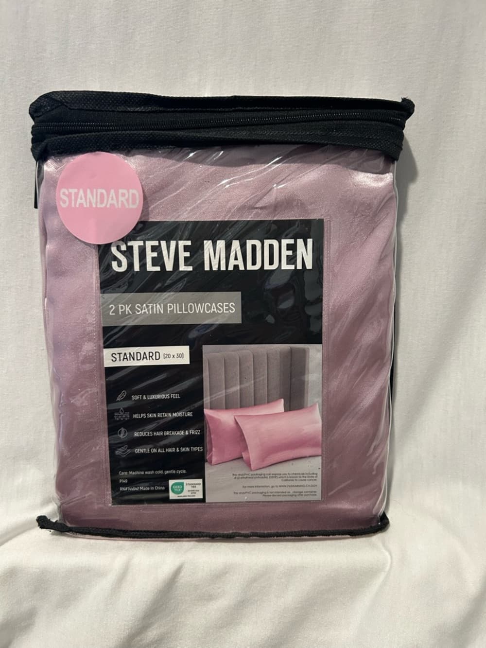 New Steve Madden 2 Pack Of Satin Pillowcases, Soft Pink, Retain Skin Moisture - Thumbnail 2