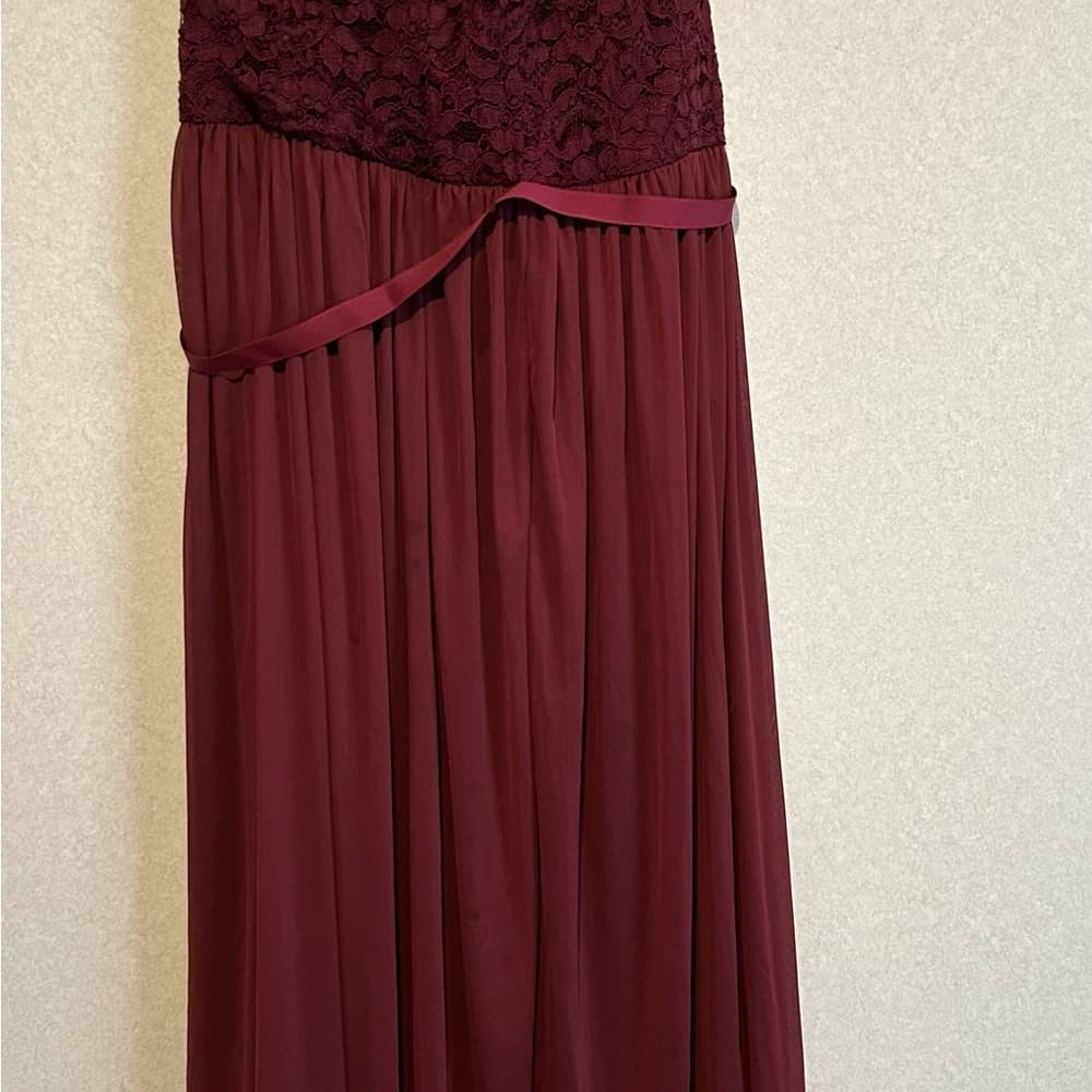 Women Or Teens Formal Prom Dress, Maroon With A Lace Top, One Shoulder, 14 - Thumbnail 5
