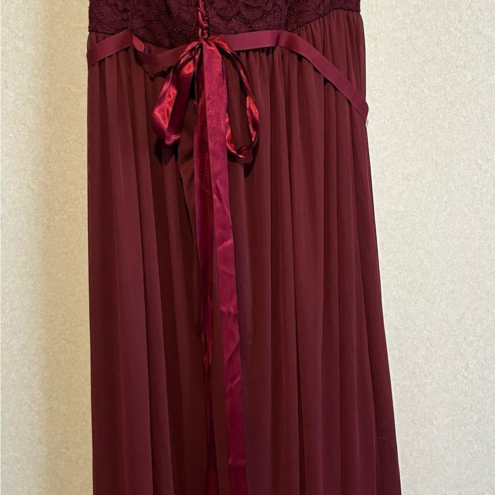 Women Or Teens Formal Prom Dress, Maroon With A Lace Top, One Shoulder, 14 - Thumbnail 3