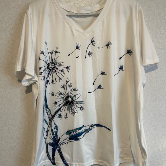 Women’s White Plus Size Graphic Tee, Poly And Cotten Blend, Size 4XL - Thumbnail 4