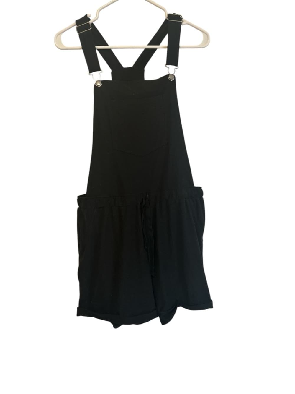 Black Casual Short Overalls Dungaree Romper - Thumbnail 3