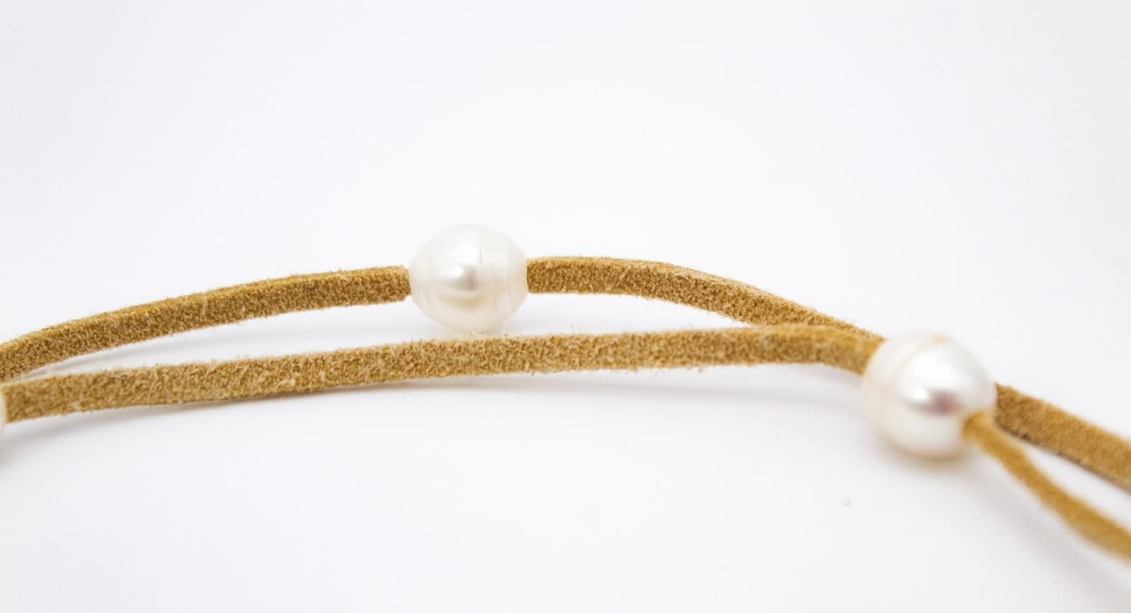 Minimalist Freshwater Natural Pearl Leather Wrap Long Necklace 52" - Thumbnail 5