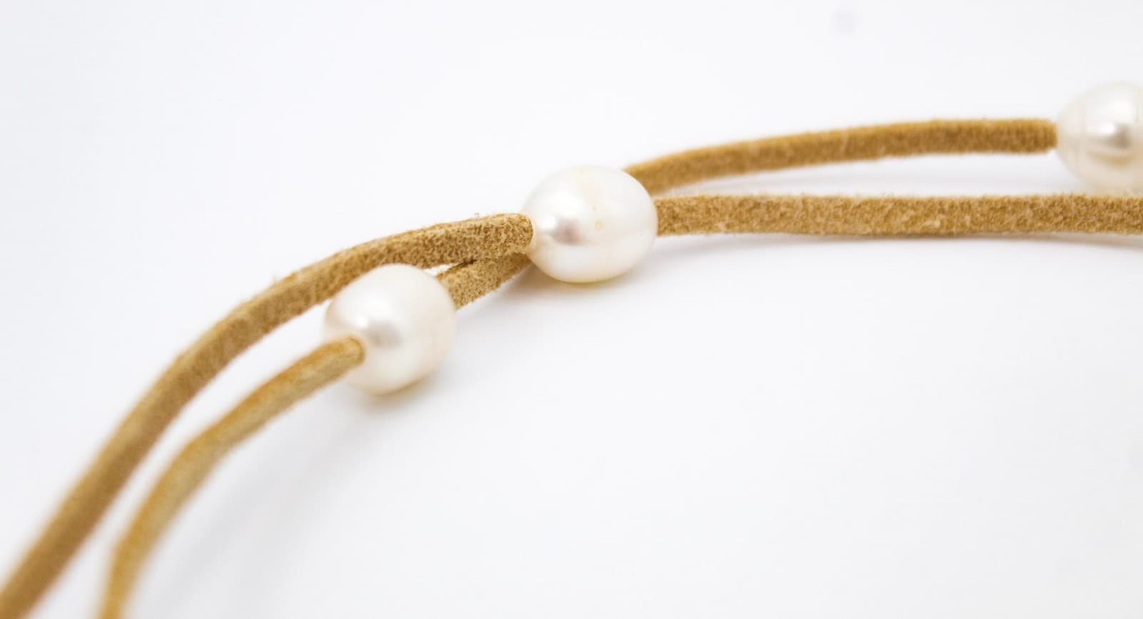 Minimalist Freshwater Natural Pearl Leather Wrap Long Necklace 52" - Thumbnail 6