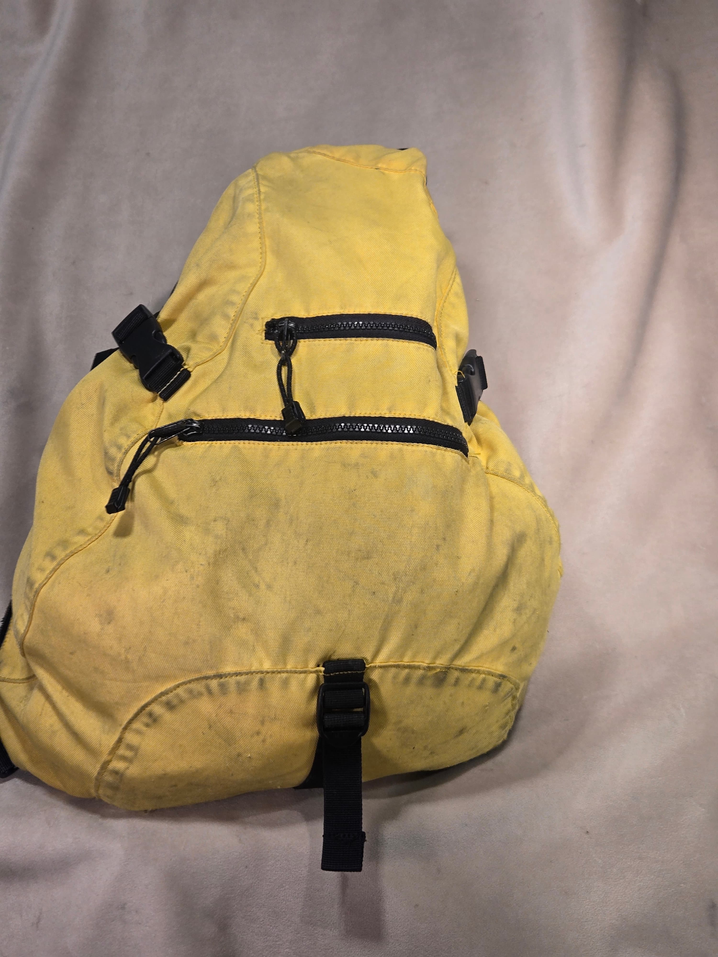 Vintage Gap Y2K Yellow Canvas Sling Utility Backpack Crossbody Bag Multi Zip