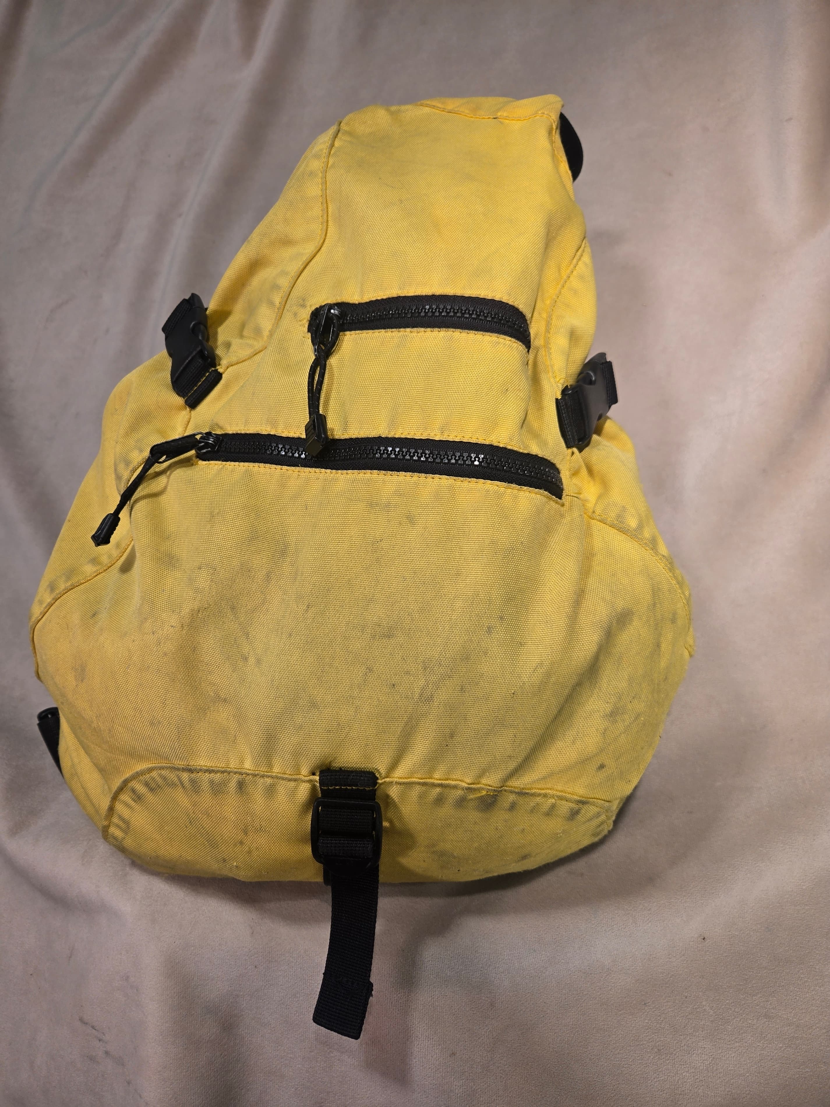 Vintage Gap Y2K Yellow Canvas Sling Utility Backpack Crossbody Bag Multi Zip - Thumbnail 5