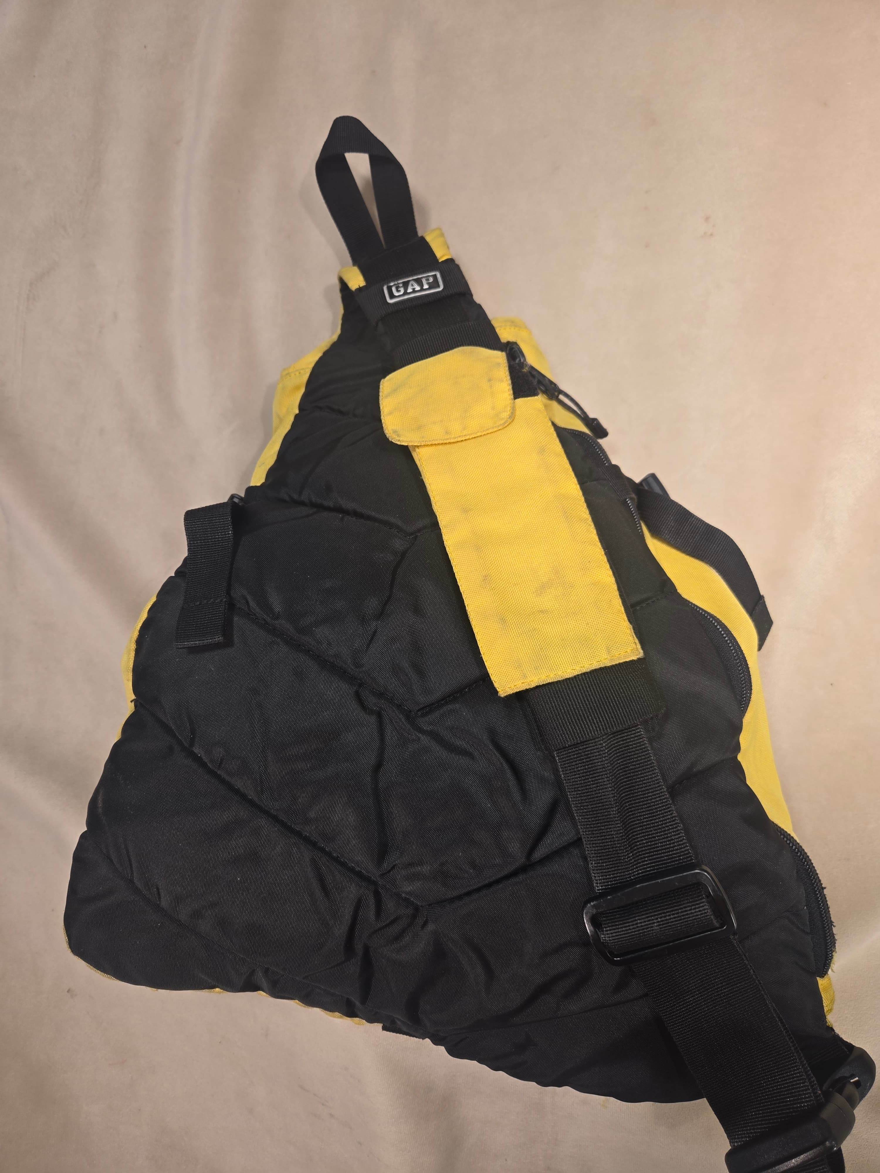 Vintage Gap Y2K Yellow Canvas Sling Utility Backpack Crossbody Bag Multi Zip - Thumbnail 9