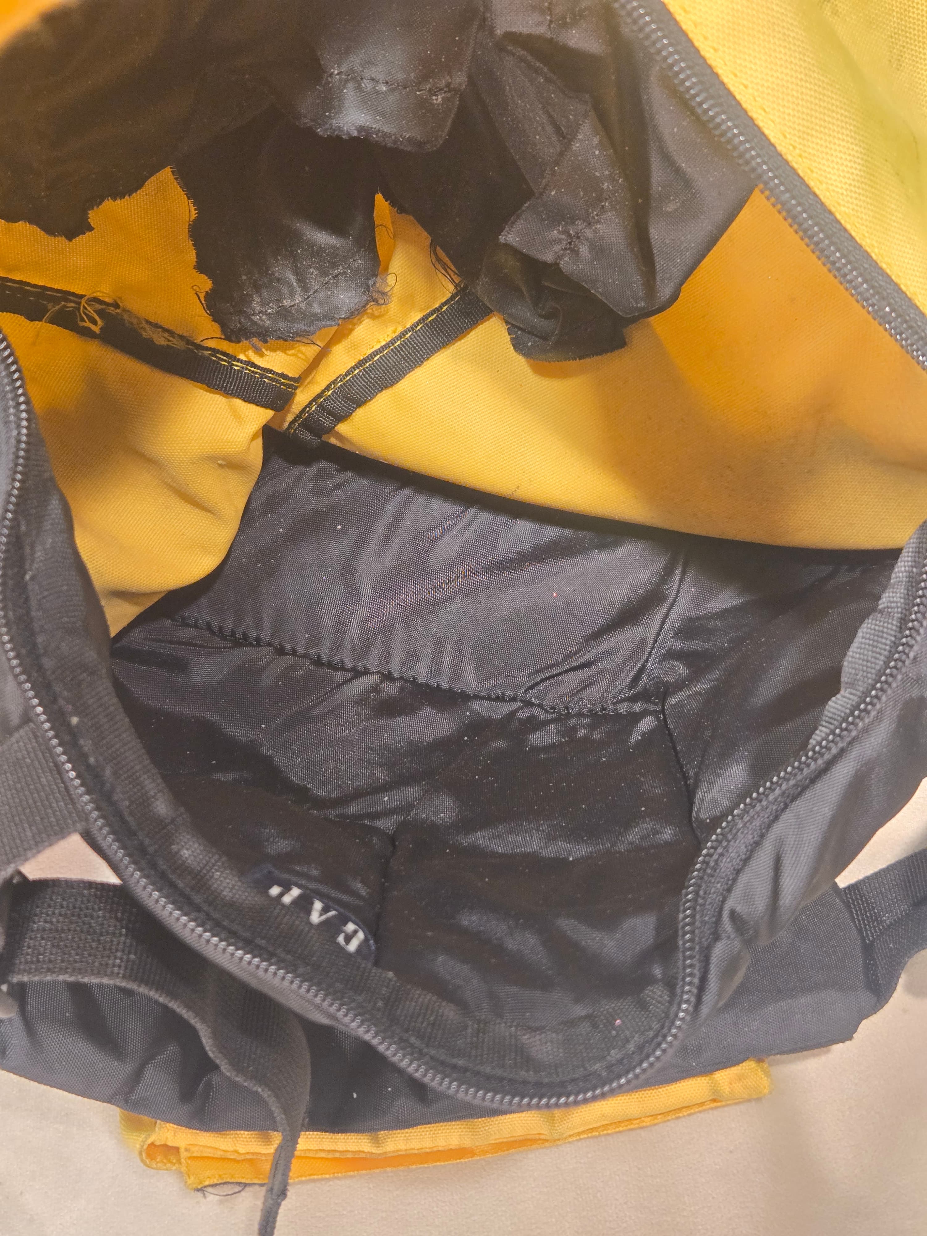 Vintage Gap Y2K Yellow Canvas Sling Utility Backpack Crossbody Bag Multi Zip - Thumbnail 13