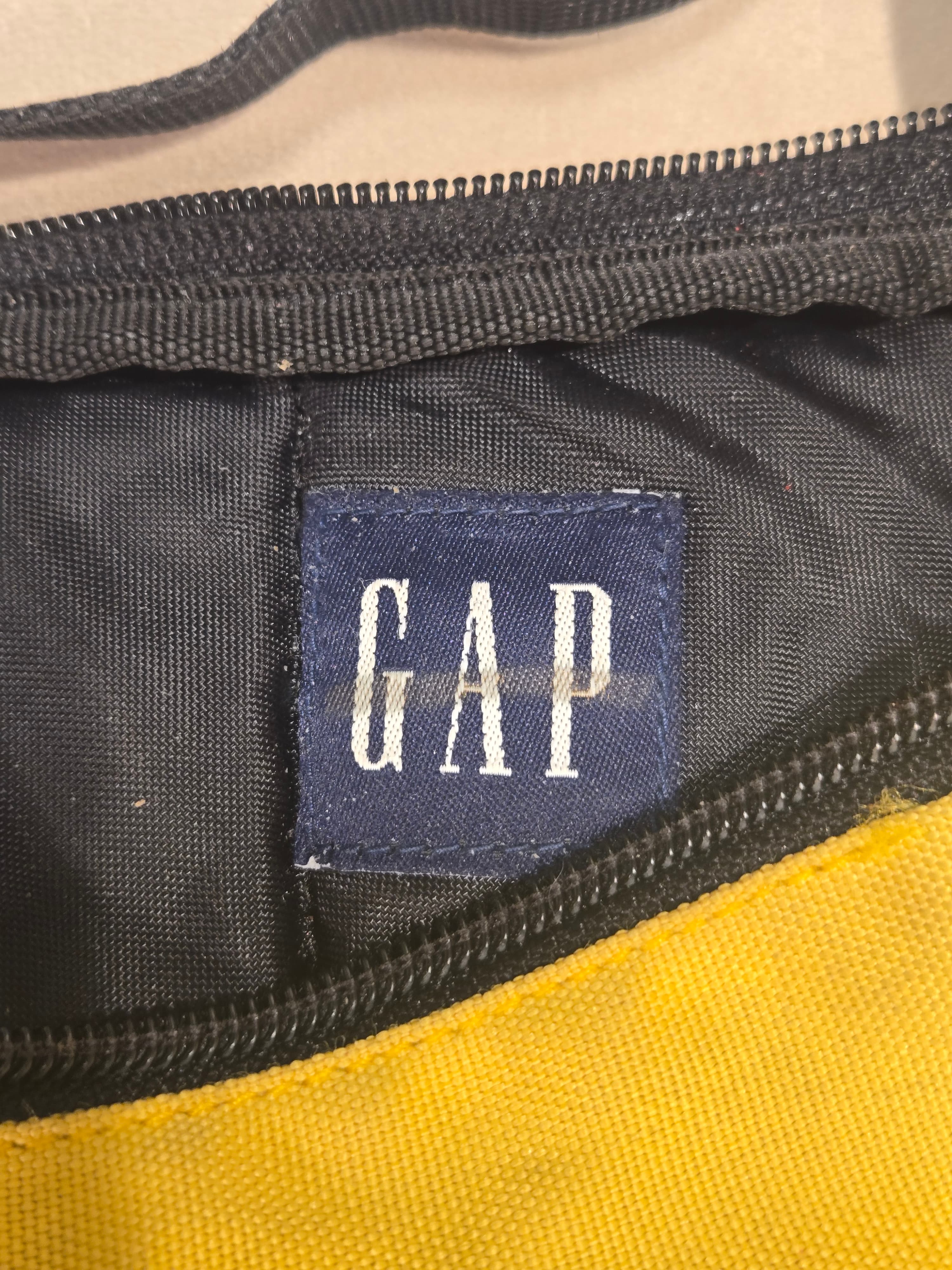 Vintage Gap Y2K Yellow Canvas Sling Utility Backpack Crossbody Bag Multi Zip - Thumbnail 12