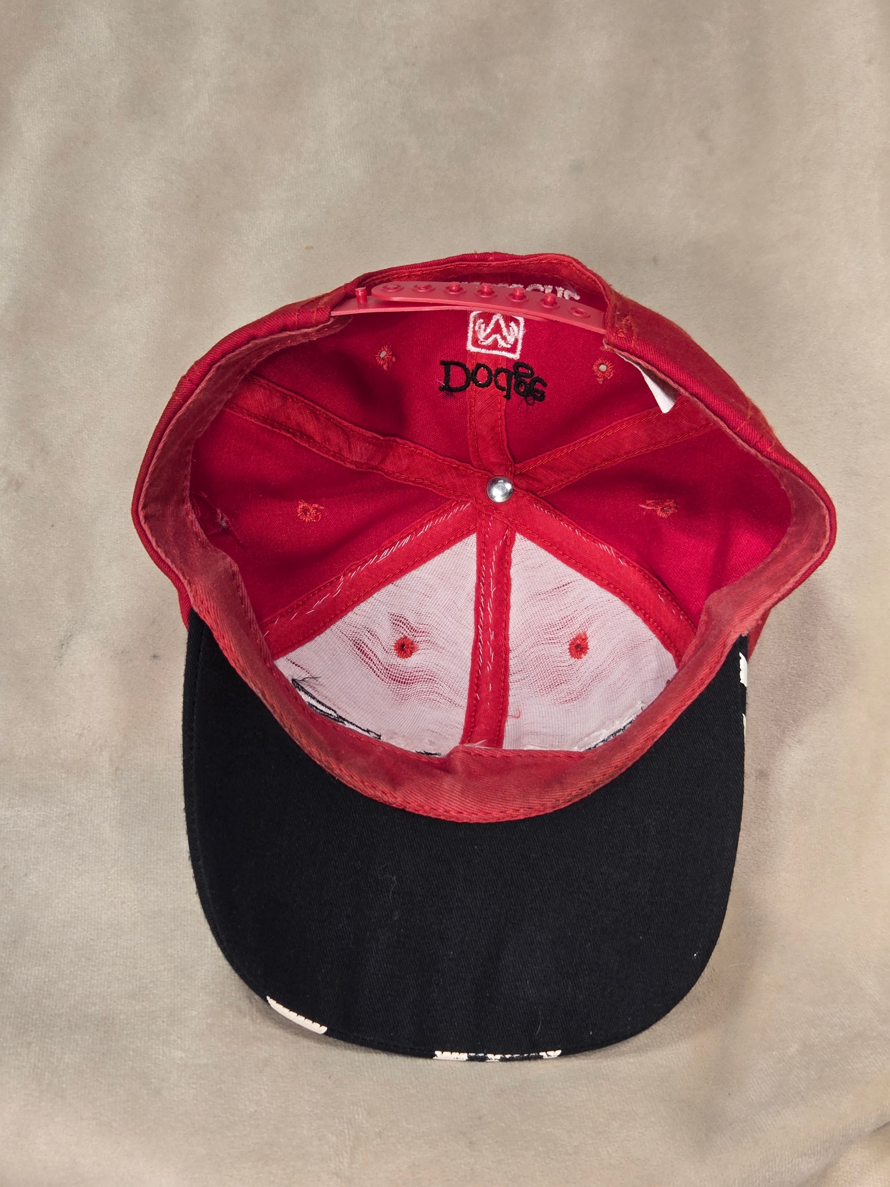 Dodge Motorsports Red Hat Checkered Brim Made in USA Adjustable Baseball Cap - Thumbnail 4