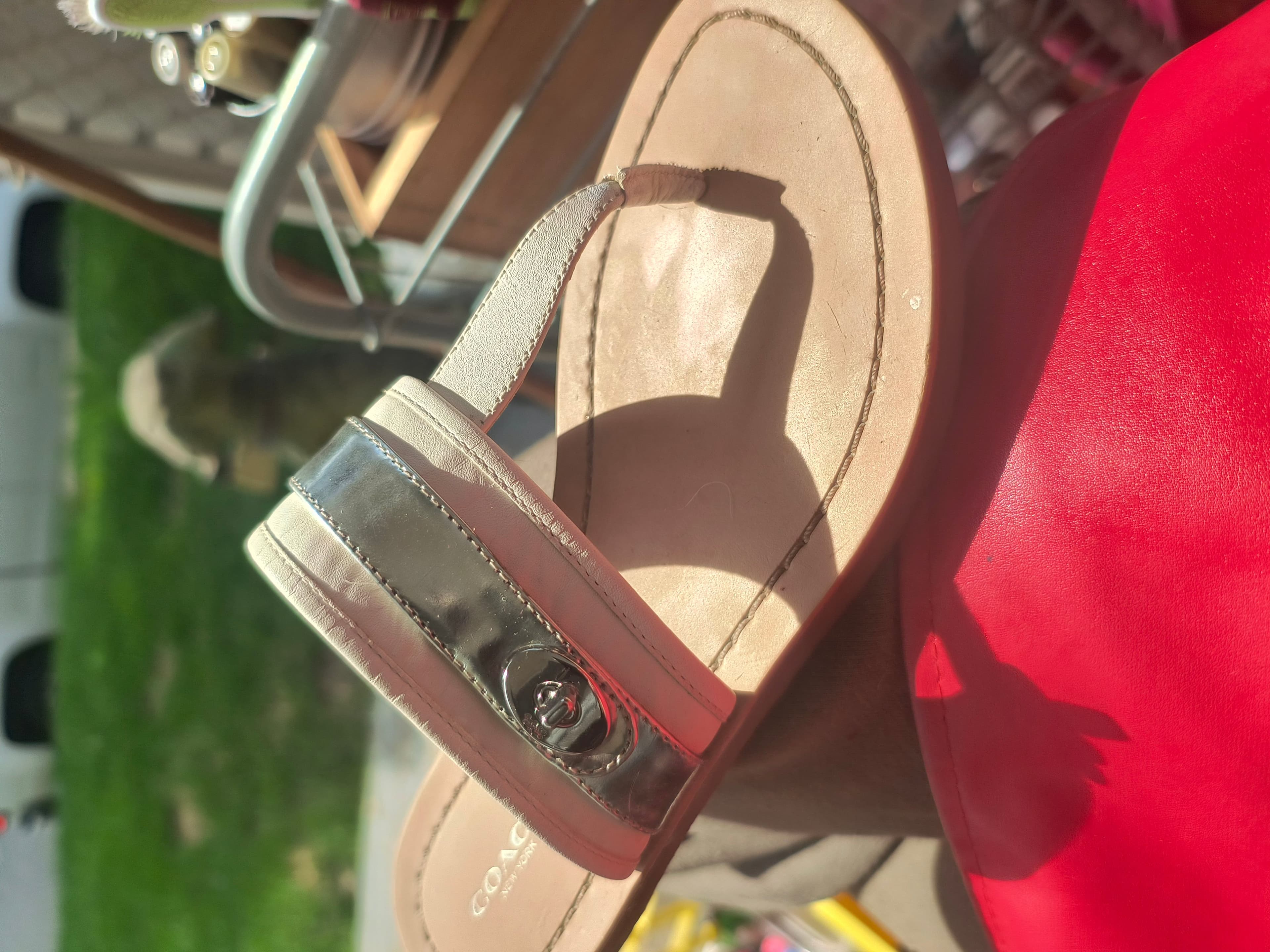 COACH Eileen Thong Sandals in Chalk/Silver, Size 7B - Thumbnail 2