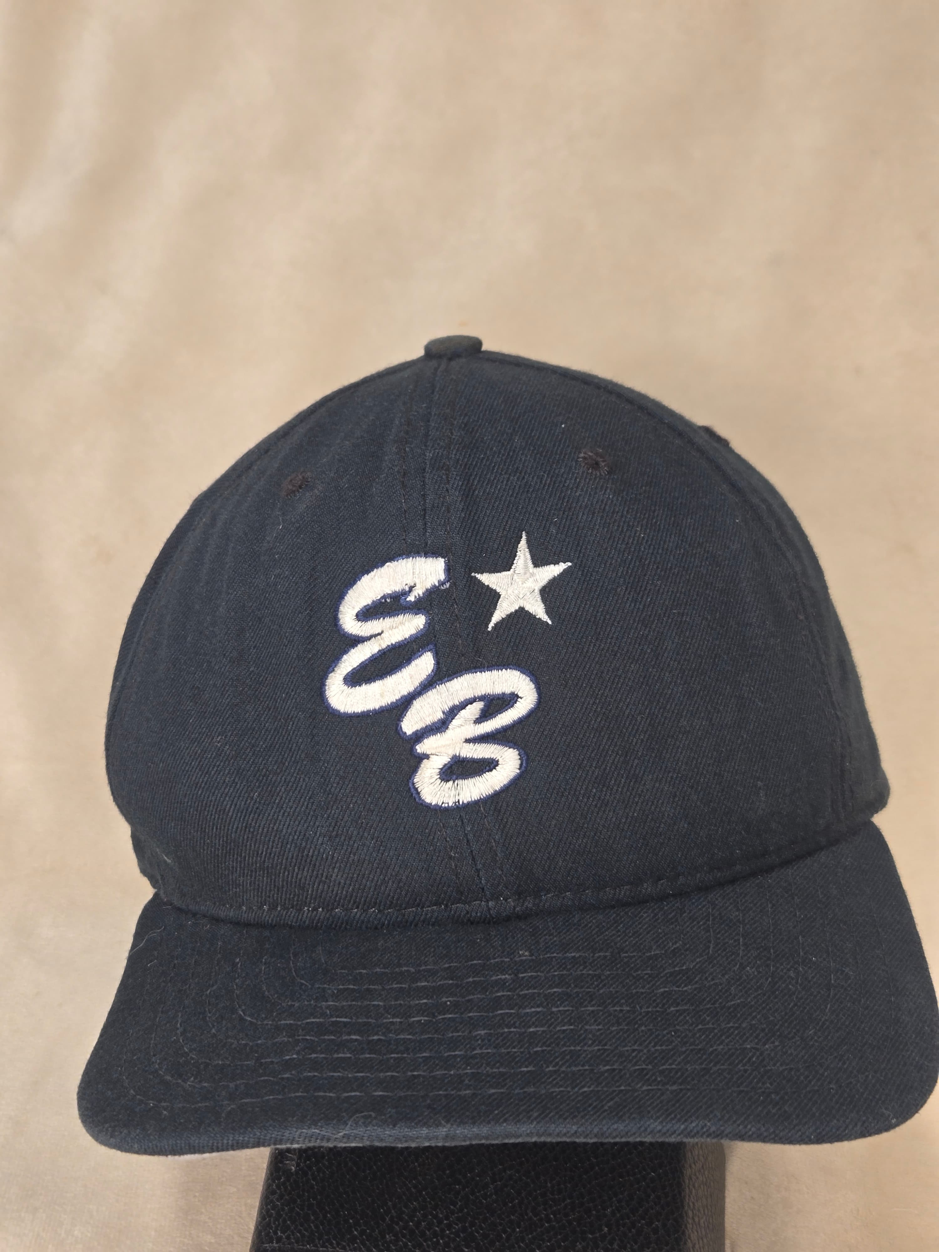 Vintage New Era Hat Navy Blue Embroidered Star Adjustable Cap Made in USA