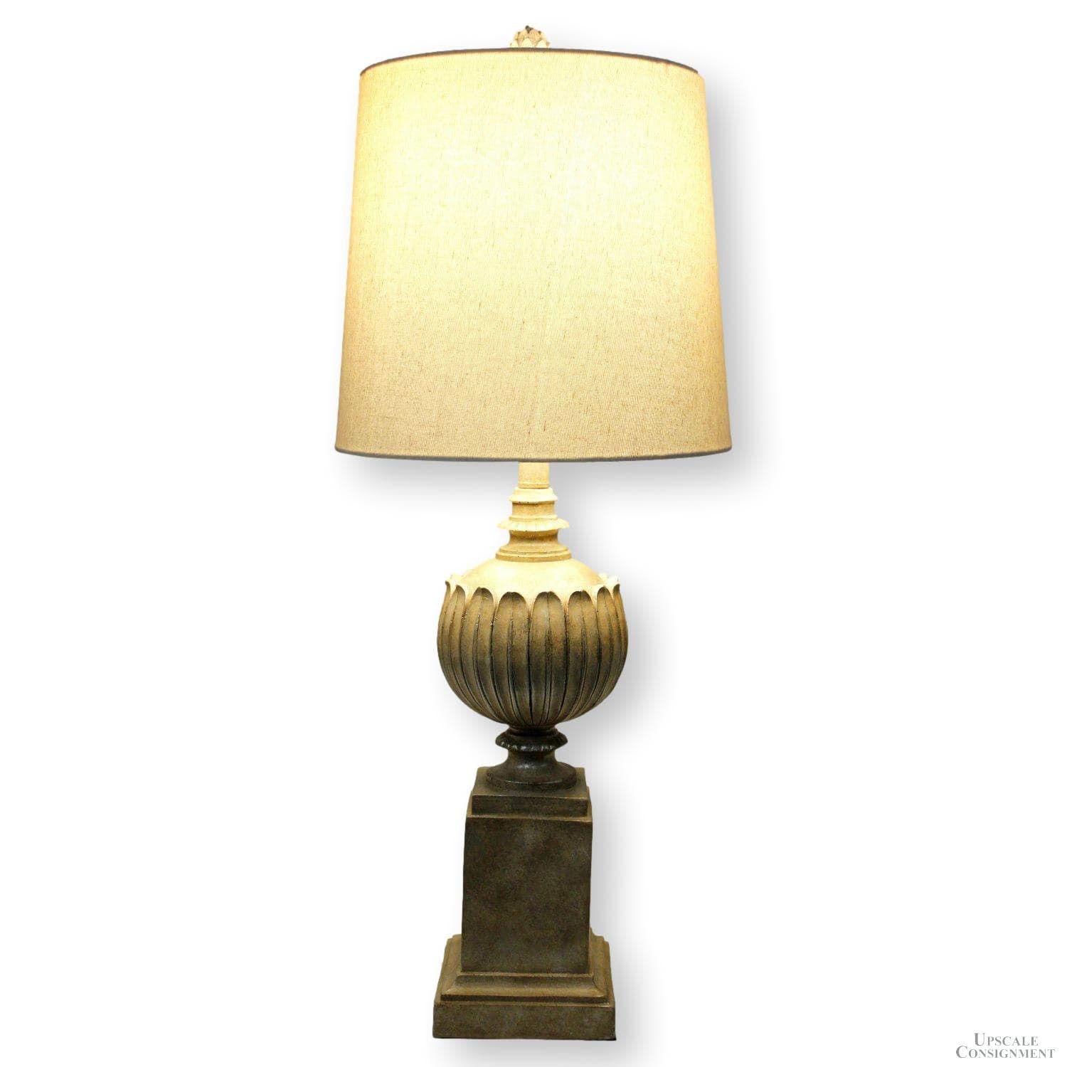 Faux Mottled Stone Table Lamp with Orb - Thumbnail 2