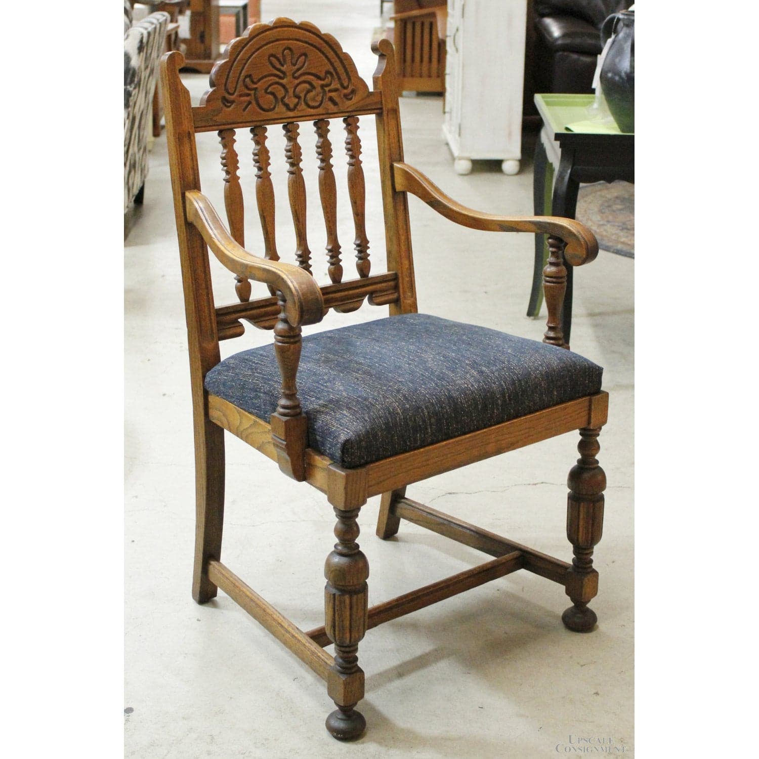 Jacobean Arm Chair - Blue - Thumbnail 2