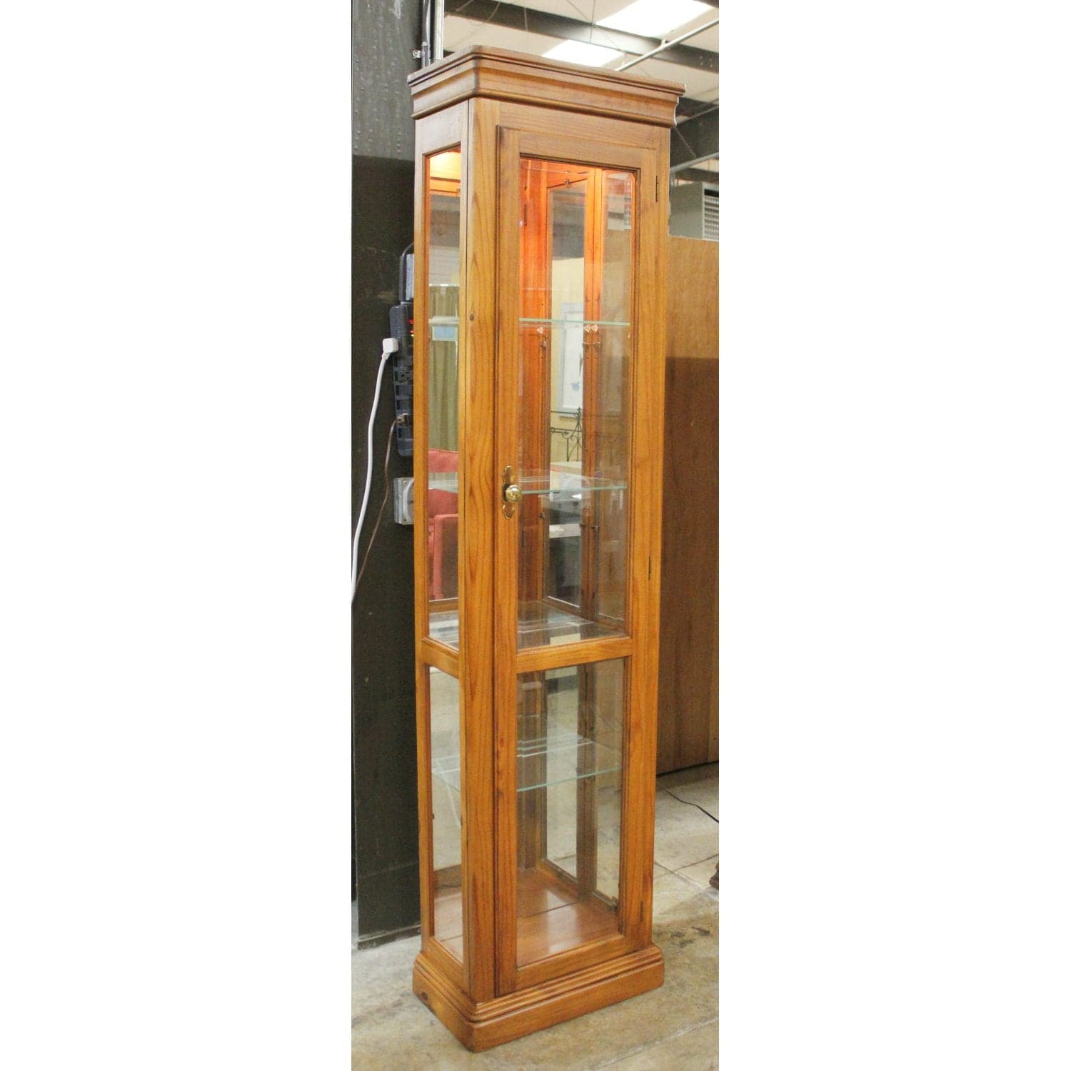 Pulaski Narrow Pine Lighted Curio Cabinet - Thumbnail 3
