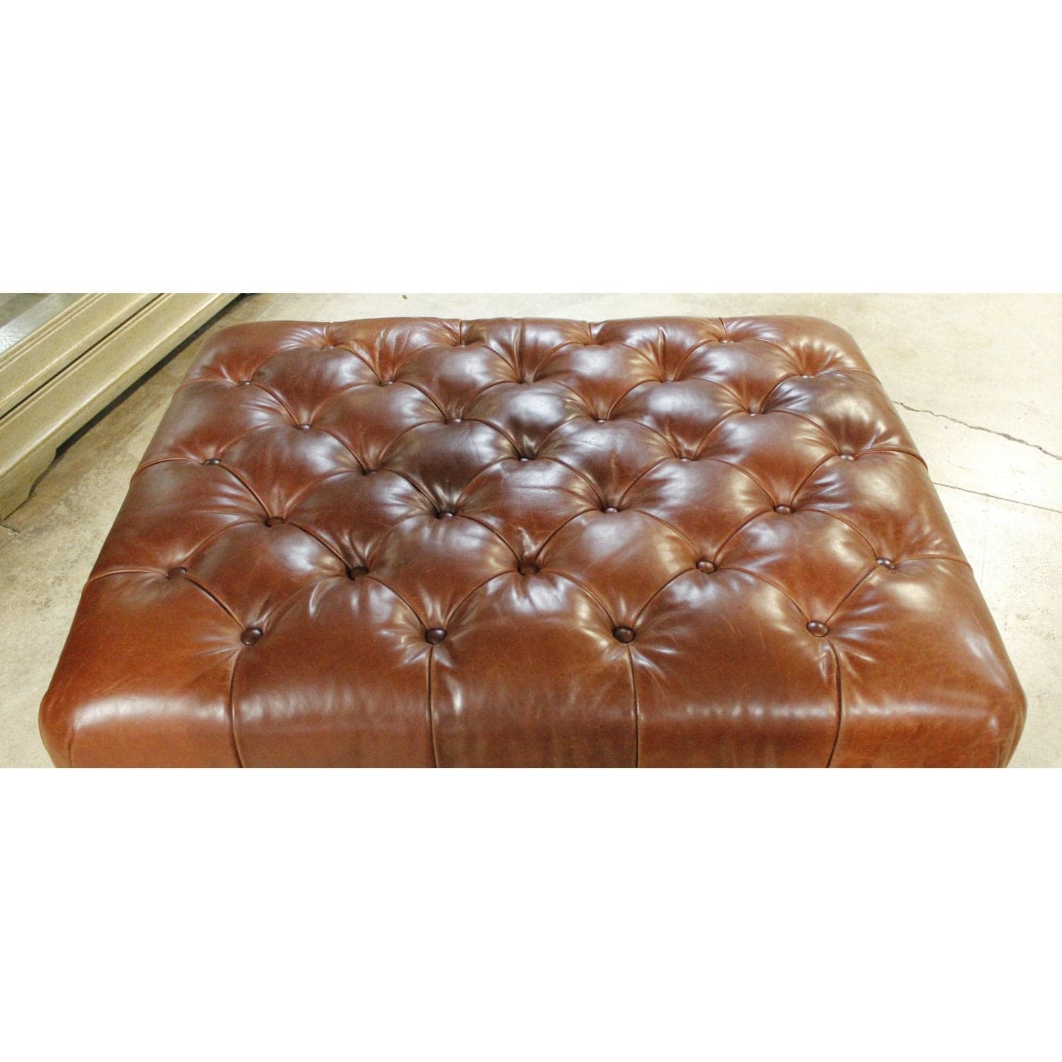 Ralph Lauren Tufted Leather Ottoman - Brown - Thumbnail 3