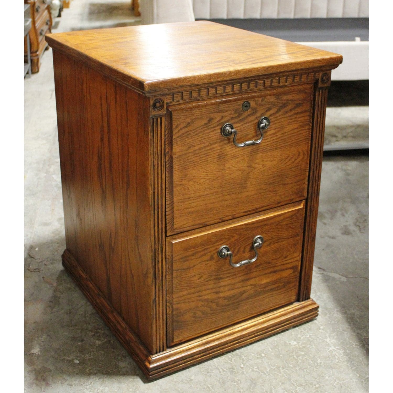 2 Drawer Oak File Cabinet - Thumbnail 2