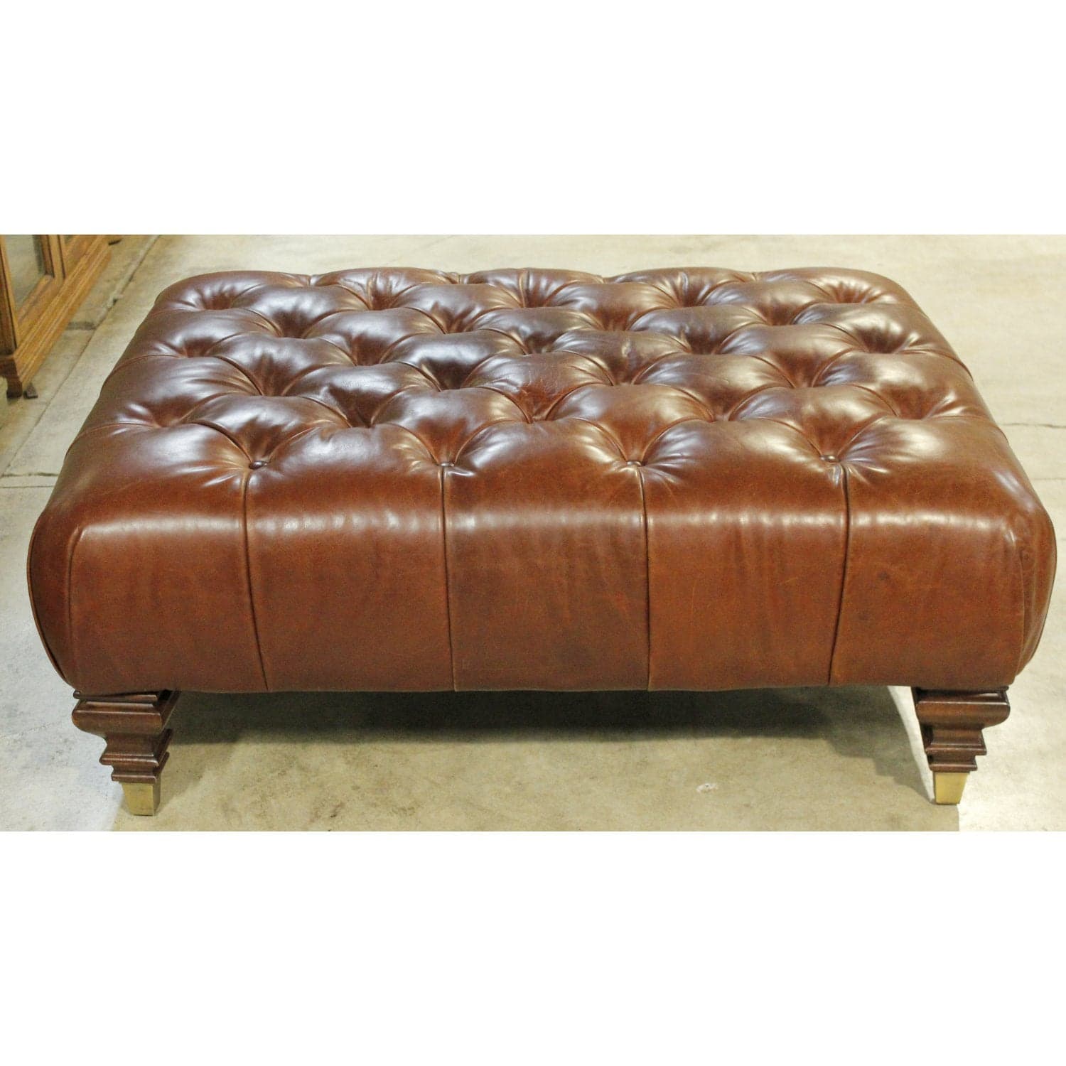 Ralph Lauren Tufted Leather Ottoman - Brown - Thumbnail 2