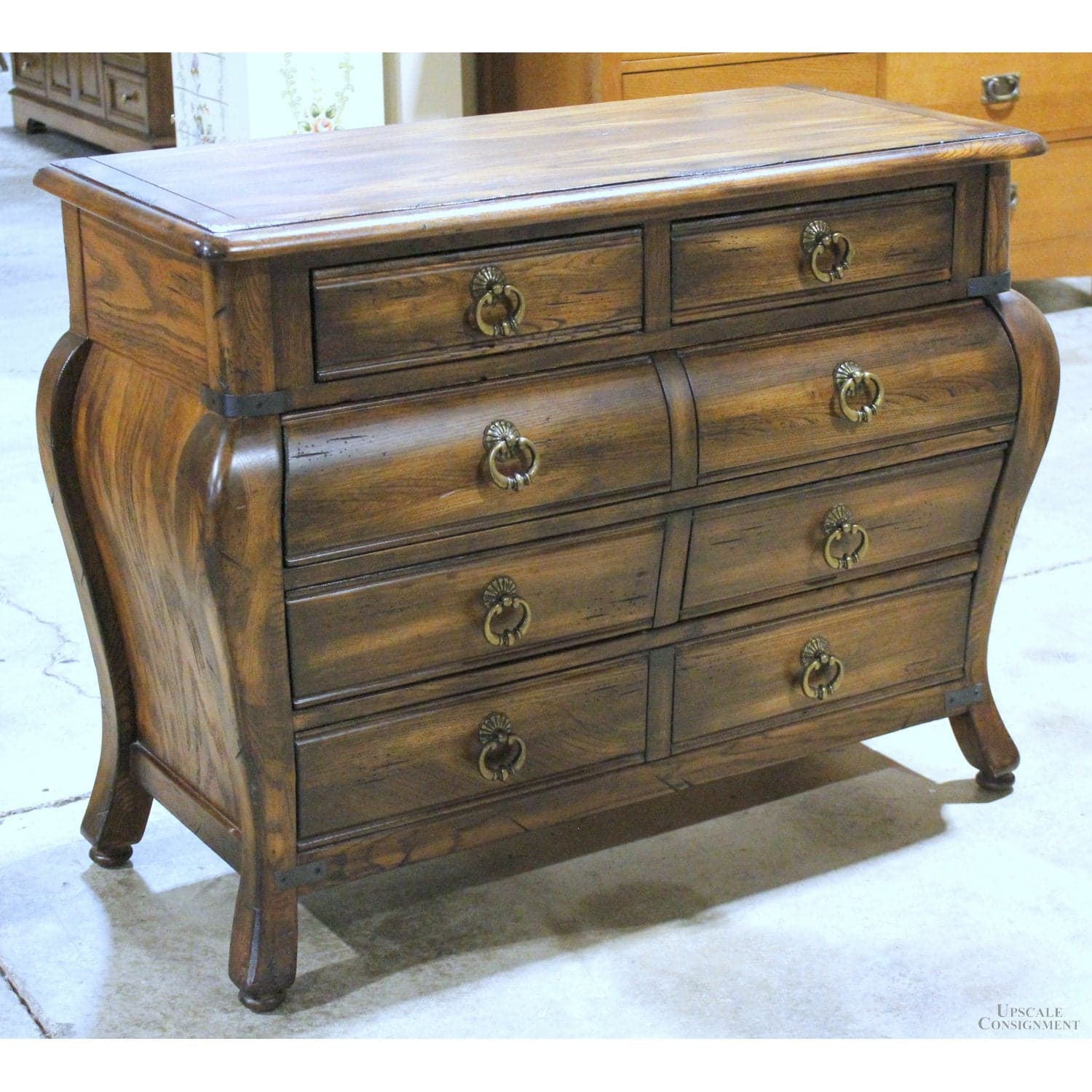 5 Drawer Oak Bombe Chest - Dark Oak - Thumbnail 3