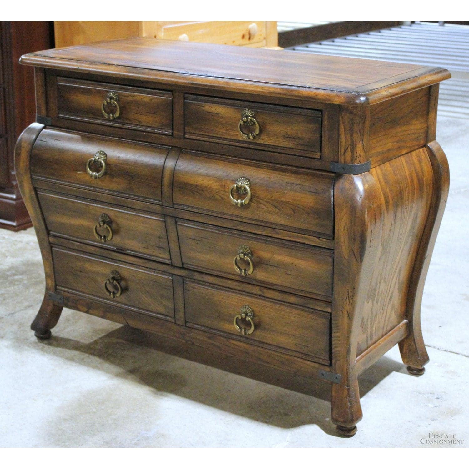 5 Drawer Oak Bombe Chest - Dark Oak - Thumbnail 4