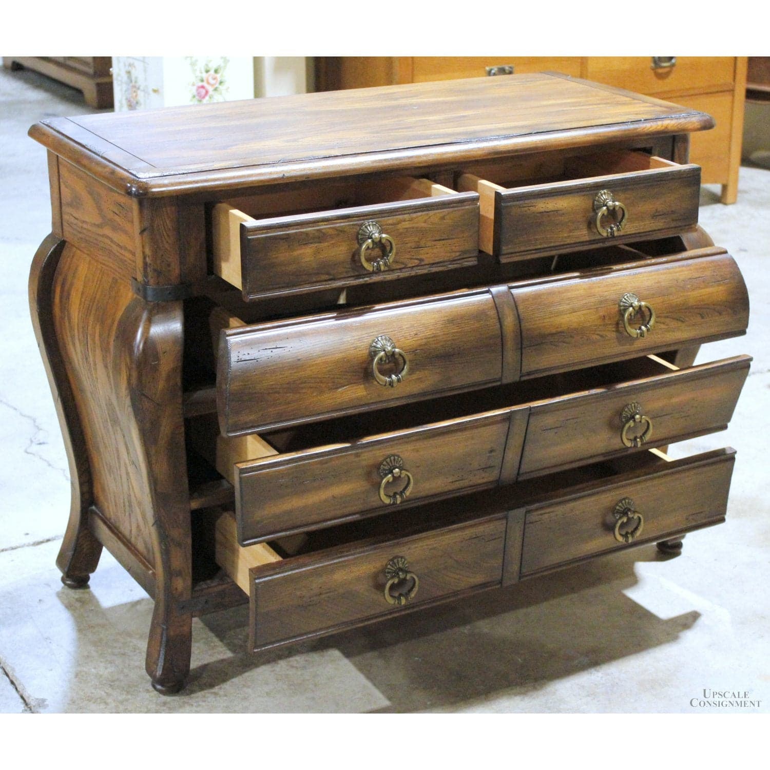 5 Drawer Oak Bombe Chest - Dark Oak - Thumbnail 2