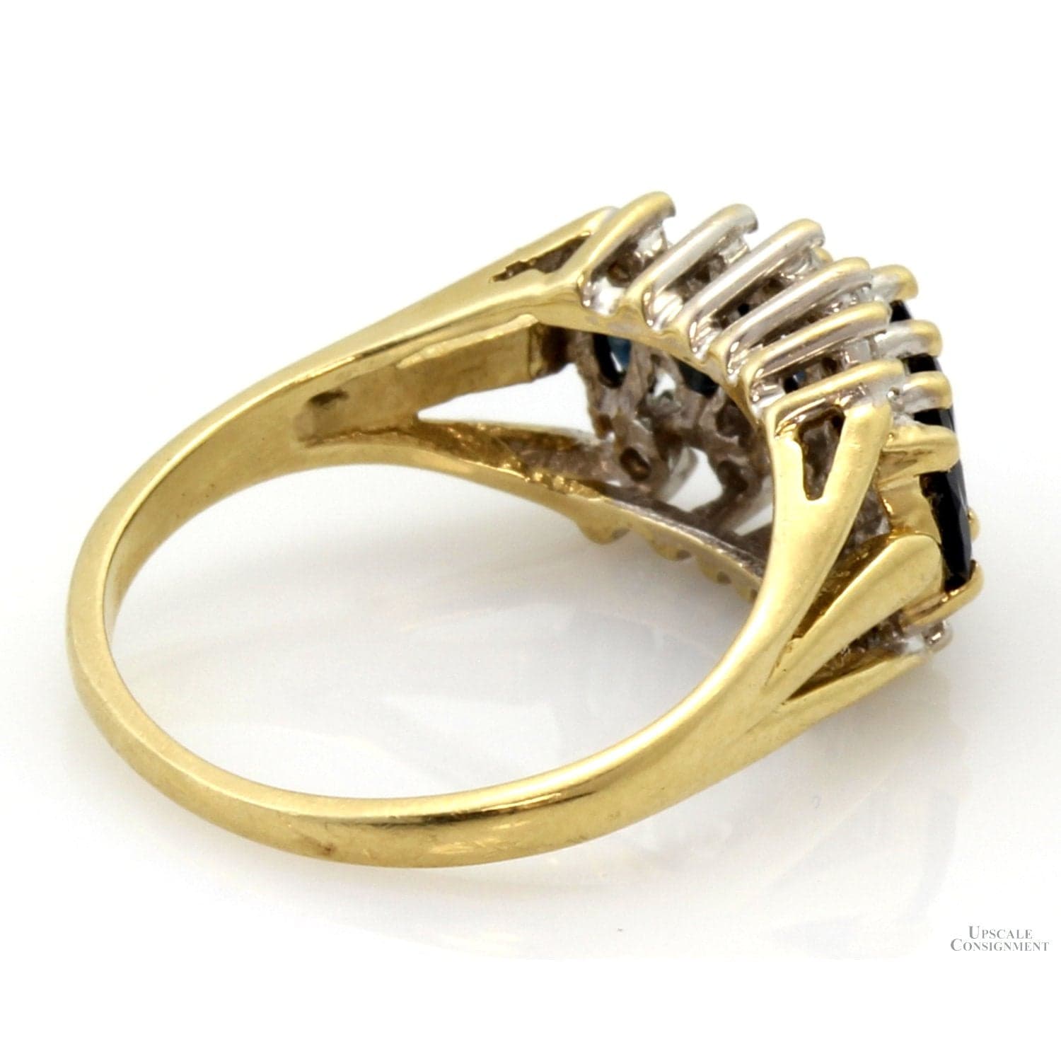 Vintage Natural Sapphire & Diamond 14K Yellow Gold Ring - Size 5.25-5.5 - Thumbnail 6